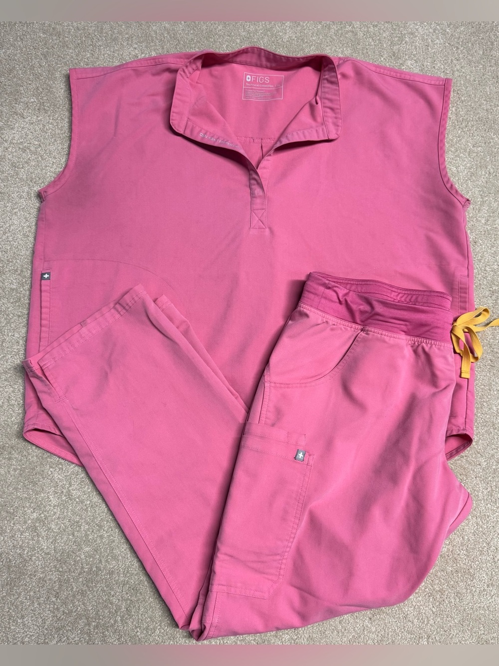 Figs Scrub Set Pants And Shirt Top Womens XL Pink Medical Nursing 2 Pieces